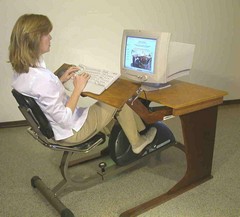 exercise bike with workstation
