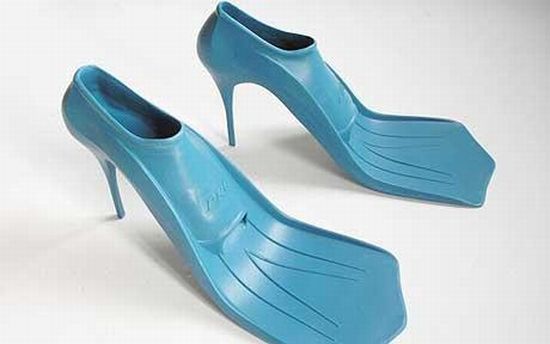 high heels which double as flippers