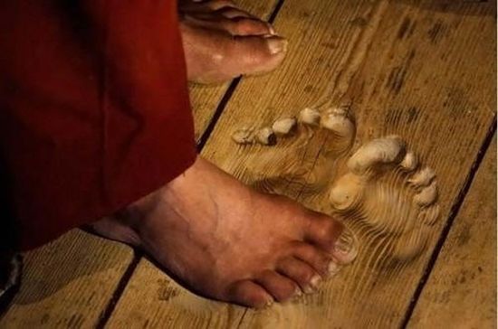 monks footprint in wood 1