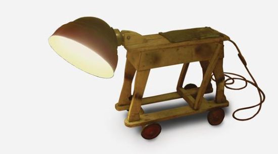 wooden puppy lamp