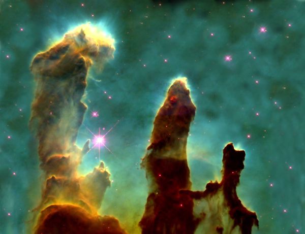 Pillars of creation are called so because of dust and gases