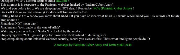 Pakistan Cyber Army hits Central Bank of India