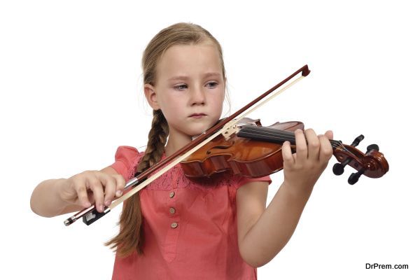 sad girl with a violin